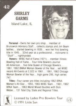 1991 Little Sun Ladies Pro Bowling Tour Strike Force #42 Shirley Garms Back